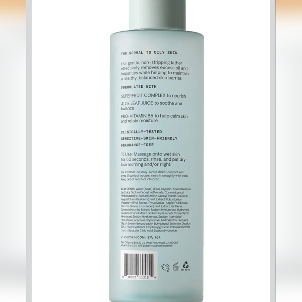 Versed The Purist Daily Gel Cleanser | Superfruit + Aloe | 6 oz - Picture 4 of 6
